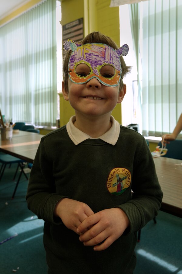 Pupil happy with his mask